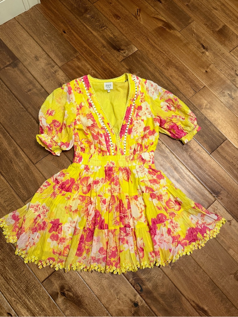 Hemant & Namdita yellow & Pink Floral Dress